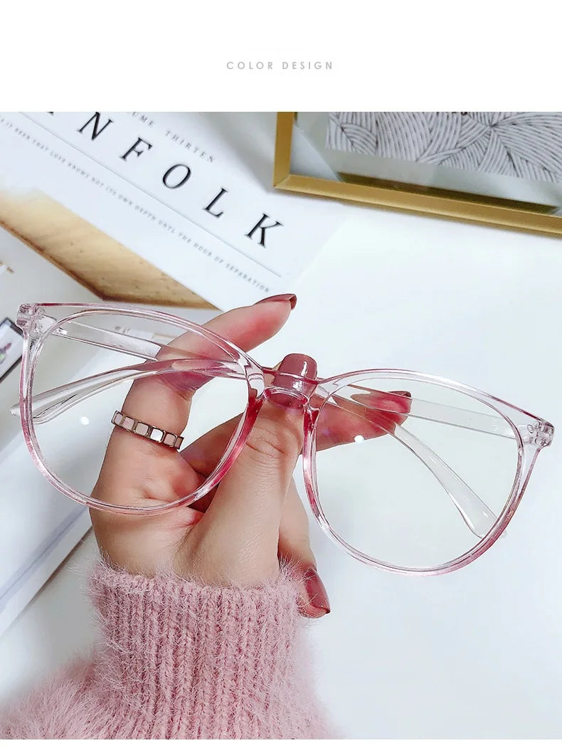 Transparent Computer Glasses Frame Women Men Anti Blue Light Round Glasses Blackout Glasses Optical Glasses Lenses