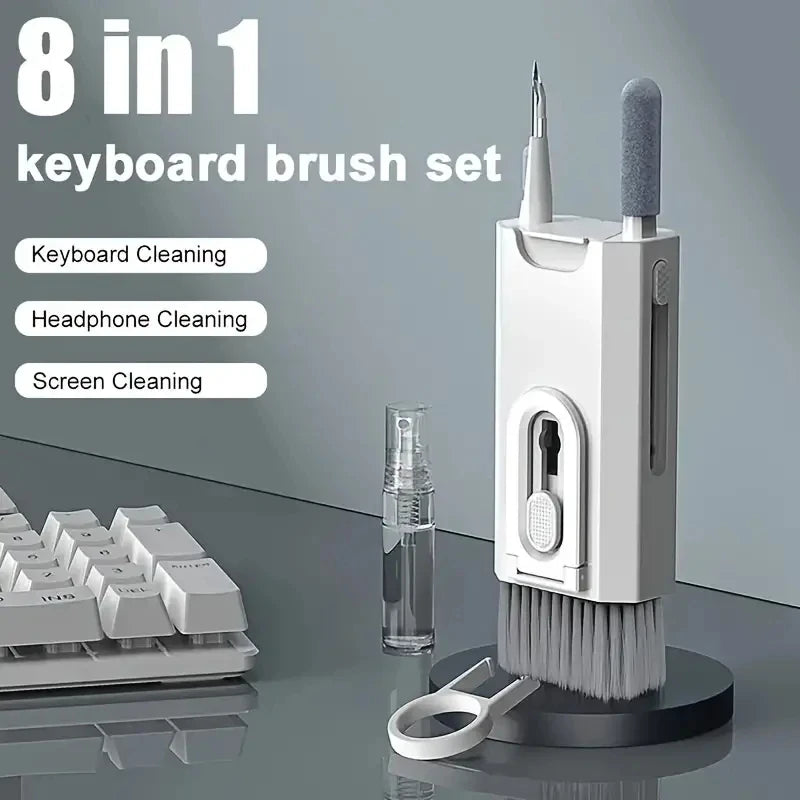 Kit de nettoyage 8 en 1 pour clavier d'ordinateur, brosse de nettoyage pour écouteurs, stylo de nettoyage pour casque, LPAD, outils de nettoyage pour téléphone, extracteur de touches