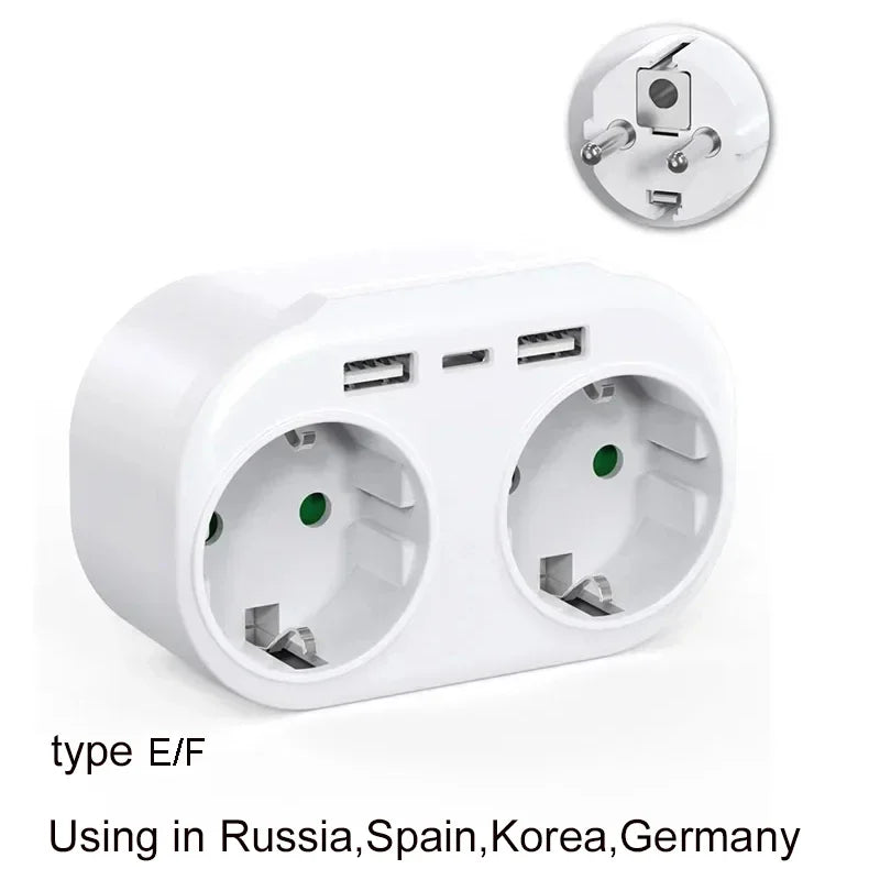 EU Electrical Socket With ON/OFF Switch 2 Pin 4.8mm European Standard Adapter Expansion Socket Power Extension Plug Converter