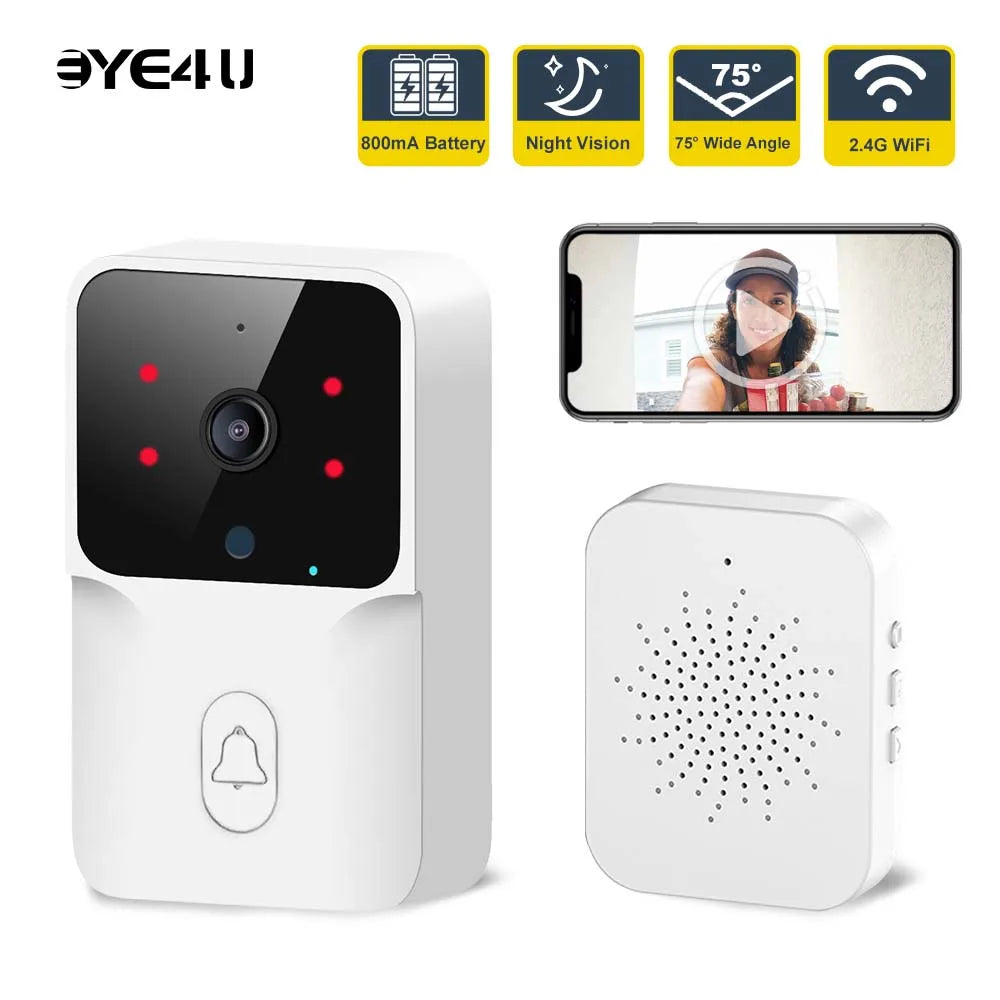 WiFi Video Doorbell Wireless Phone Two-way Intercom System IR Night Vision Doorbell Smart Home Security Door Bell Camera Monitor