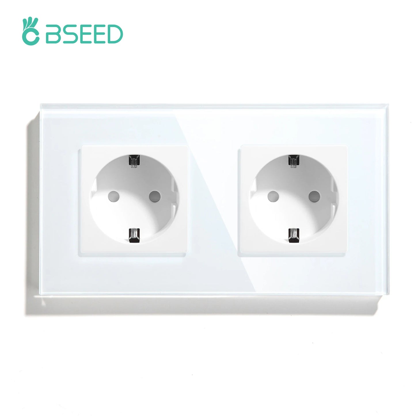 BSEED EU Standard Wall Electrical Sockets Type-C Outlets Wall Power Socket USB Charge Port Glass Panel Kids Protection 16A