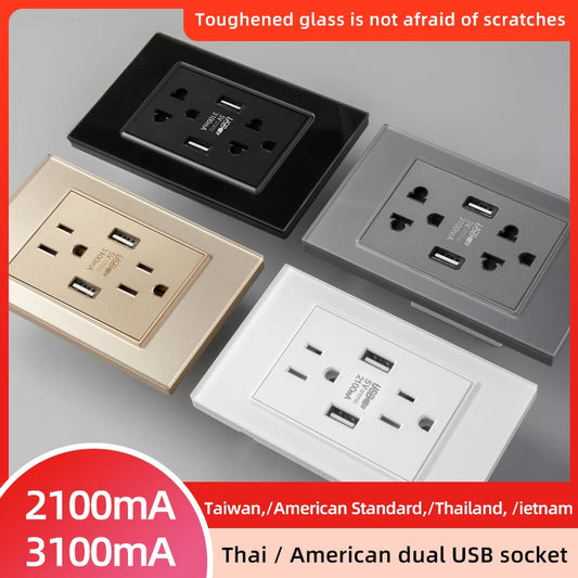 Herepow 118 Series Thaïlande Adaptateur de prise murale double USB standard américain pour appareil domestique intelligent Type-c 3,1 A Charge rapide