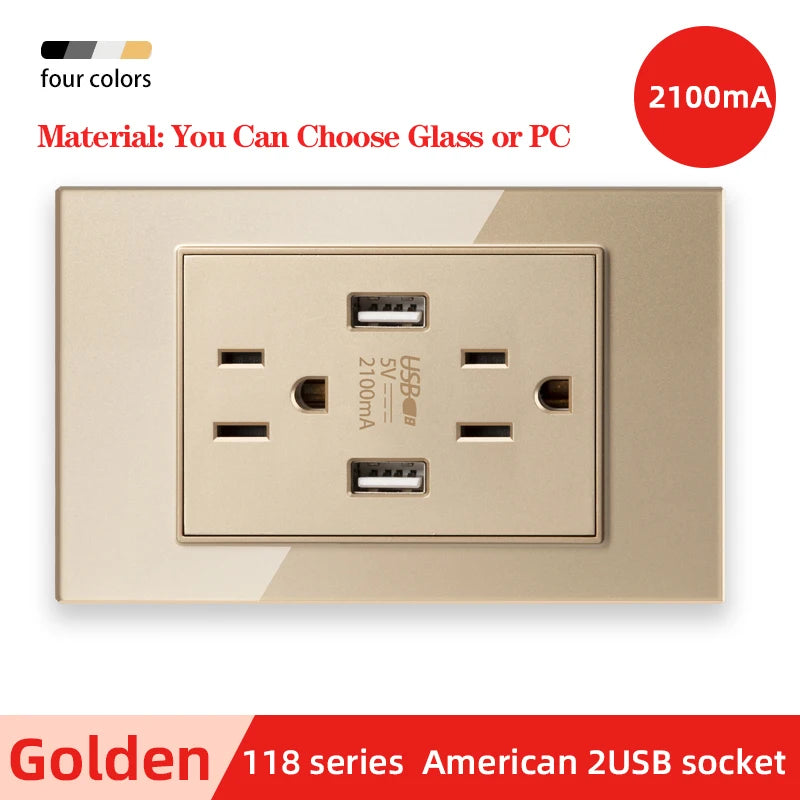 Herepow 118 Series Thailand American Standard مقبس حائطي مزدوج USB محول قابس الأجهزة المنزلية الذكية Type-c 3.1A شحن سريع