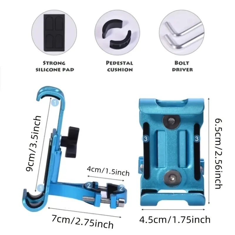 Metal Motorcycle Bike Phone Holder Aluminum Alloy Anti-slip Bracket GPS Clip Universal Bicycle Stand Support for All Smartphones