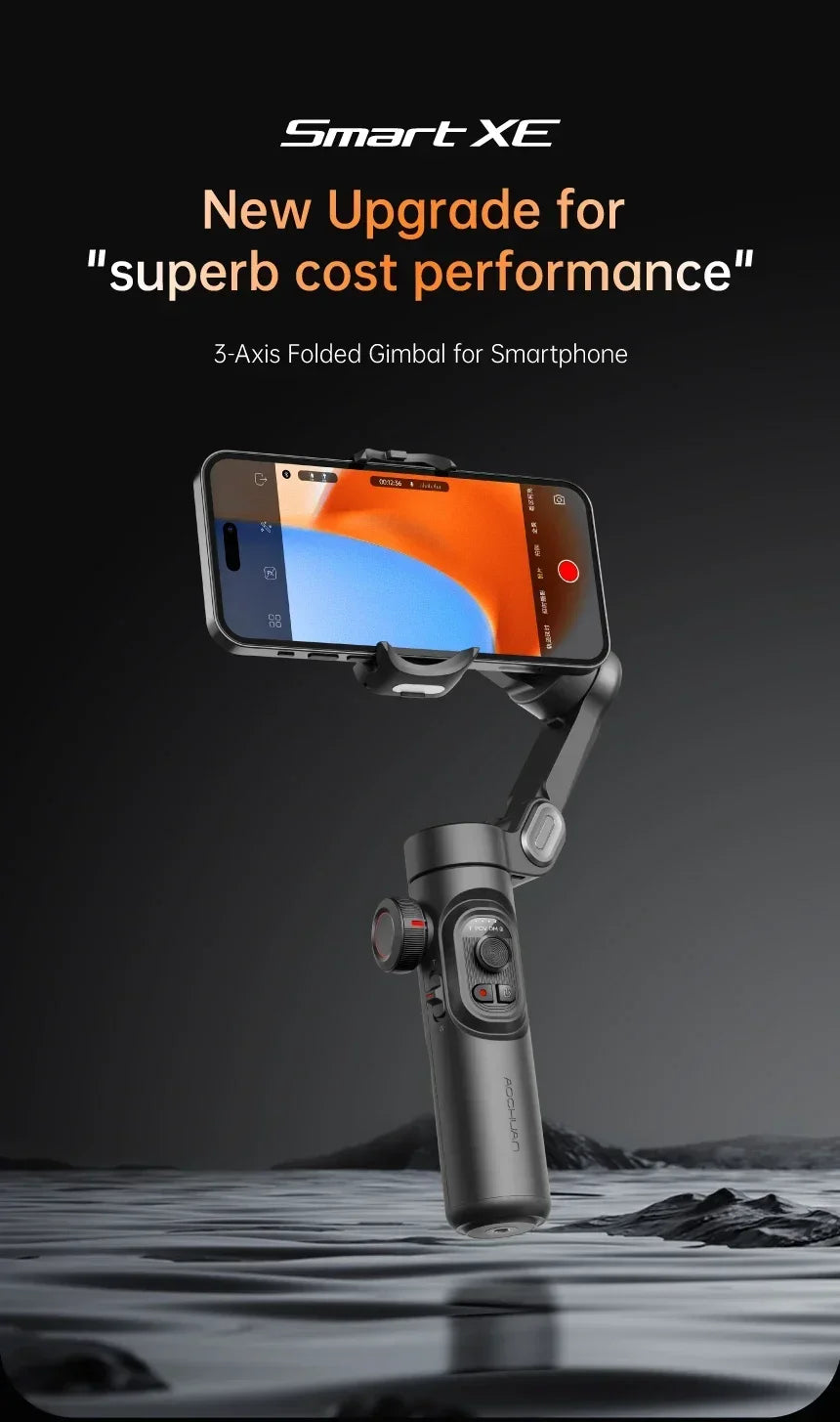 VIKEFON 3-Axis Handheld Gimbal Stabilizer for Smartphone with Fill Light for iPhone Android Face Tracking Tiktok Vlog Smart XE