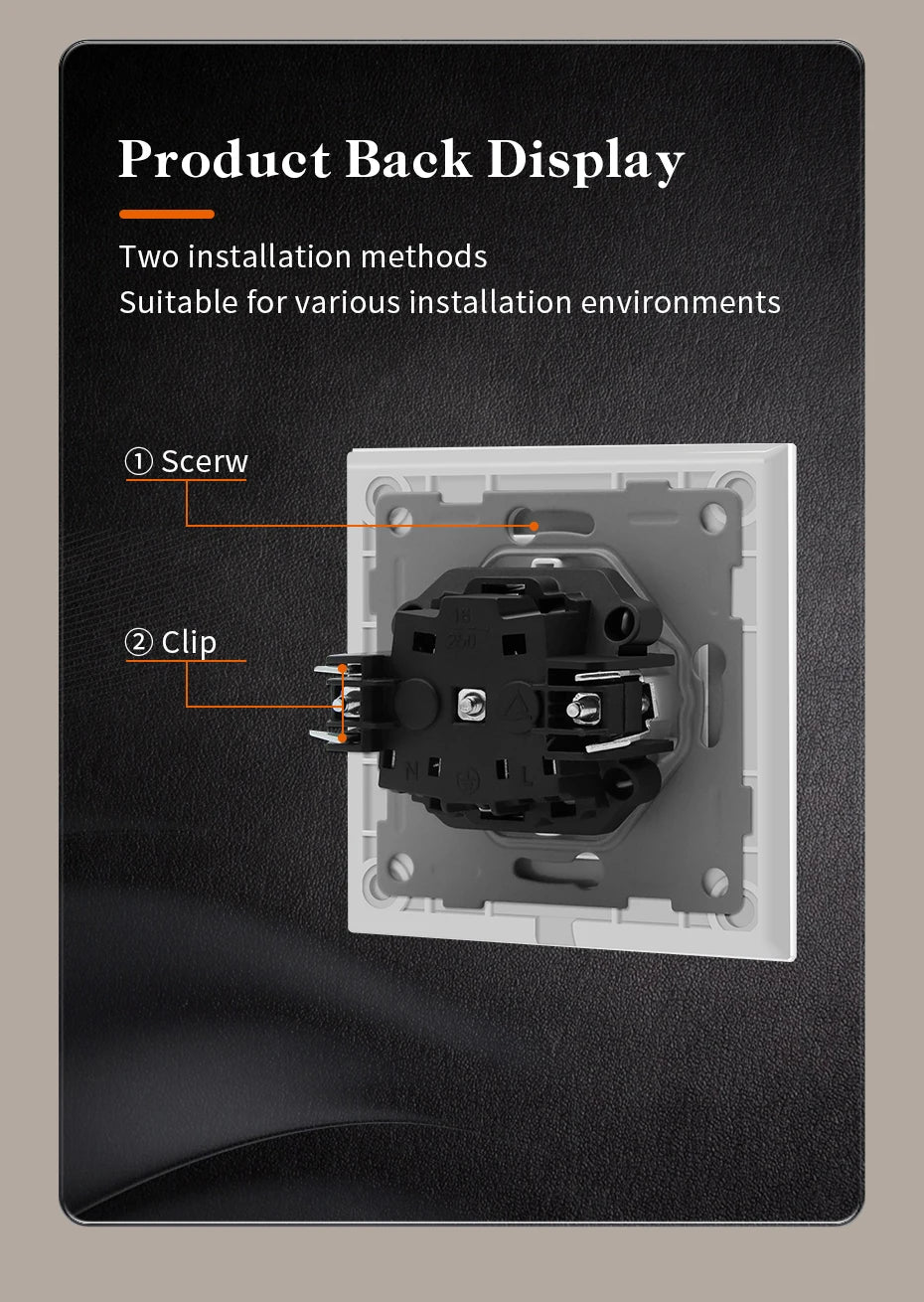 BSEED EU Standard Wall Electrical Sockets Type-C Outlets Wall Power Socket USB Charge Port Glass Panel Kids Protection 16A