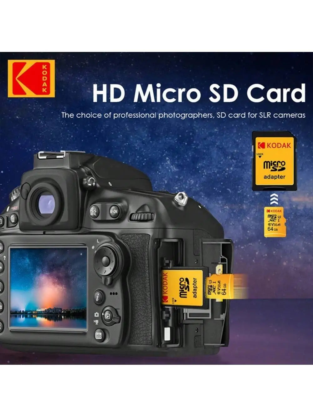 بطاقة ذاكرة Kodak Micro SD بسعة 32 جيجابايت - 256 جيجابايت - فئة عالية السرعة U3 UHS-I للهواتف الذكية والكاميرات الرقمية والأجهزة اللوحية والطائرات بدون طيار Chri