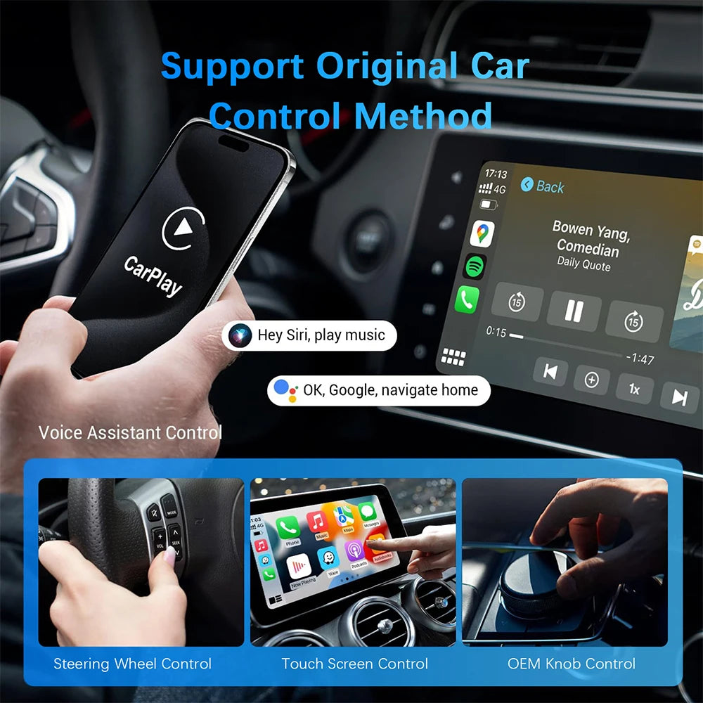 Adaptateur sans fil Carplay Android Auto 2 en 1 Smart Dongle 2025 5G WIFI pour iPhone Téléphone Android pour Volvo Benz Mg Kia Chery VW