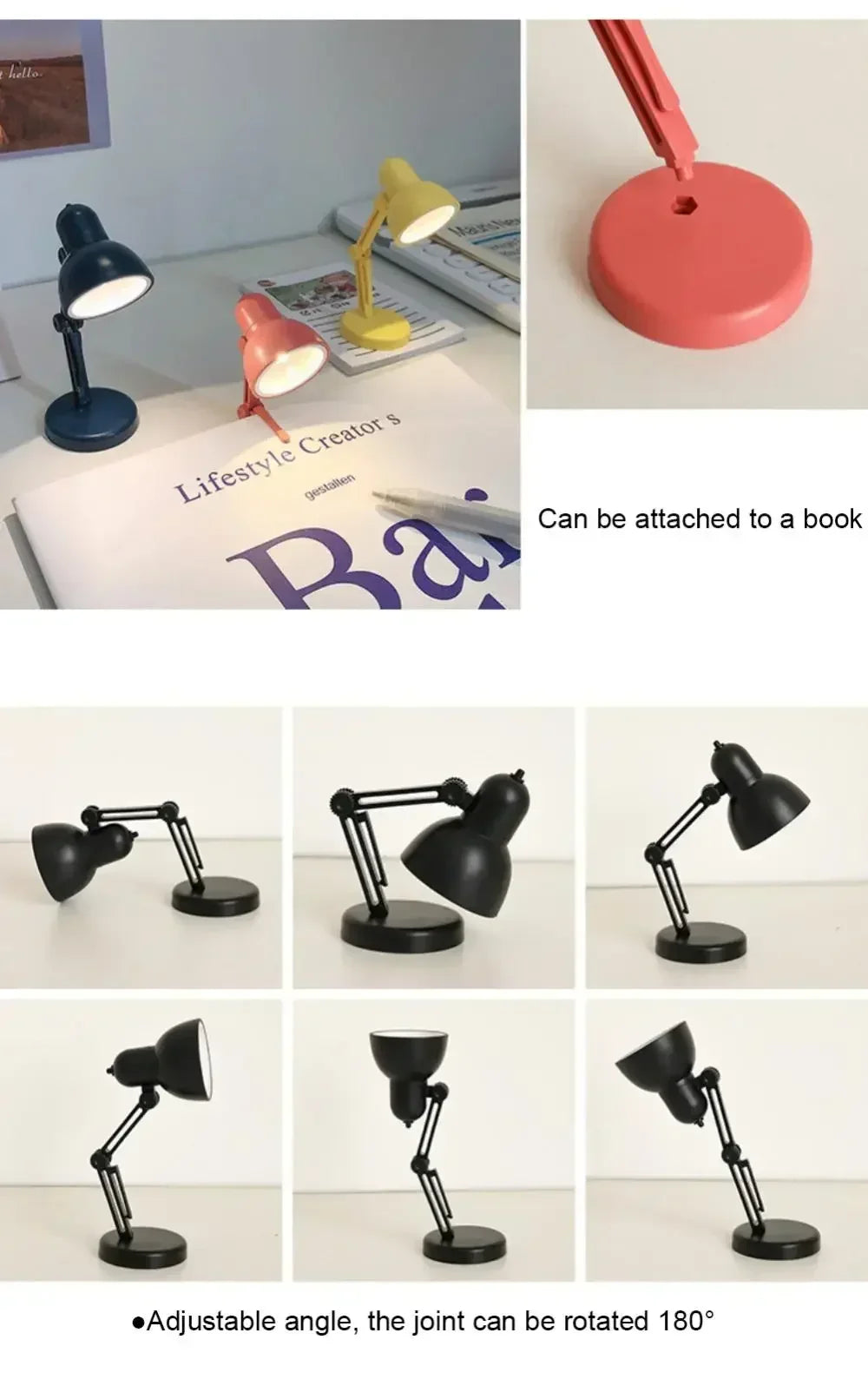 Mini lampe de lecture avec pince, lampe de table LED pliable, veilleuse pour la maison, la chambre, l'ordinateur, les yeux, les voyages, les livres, les appareils électroménagers