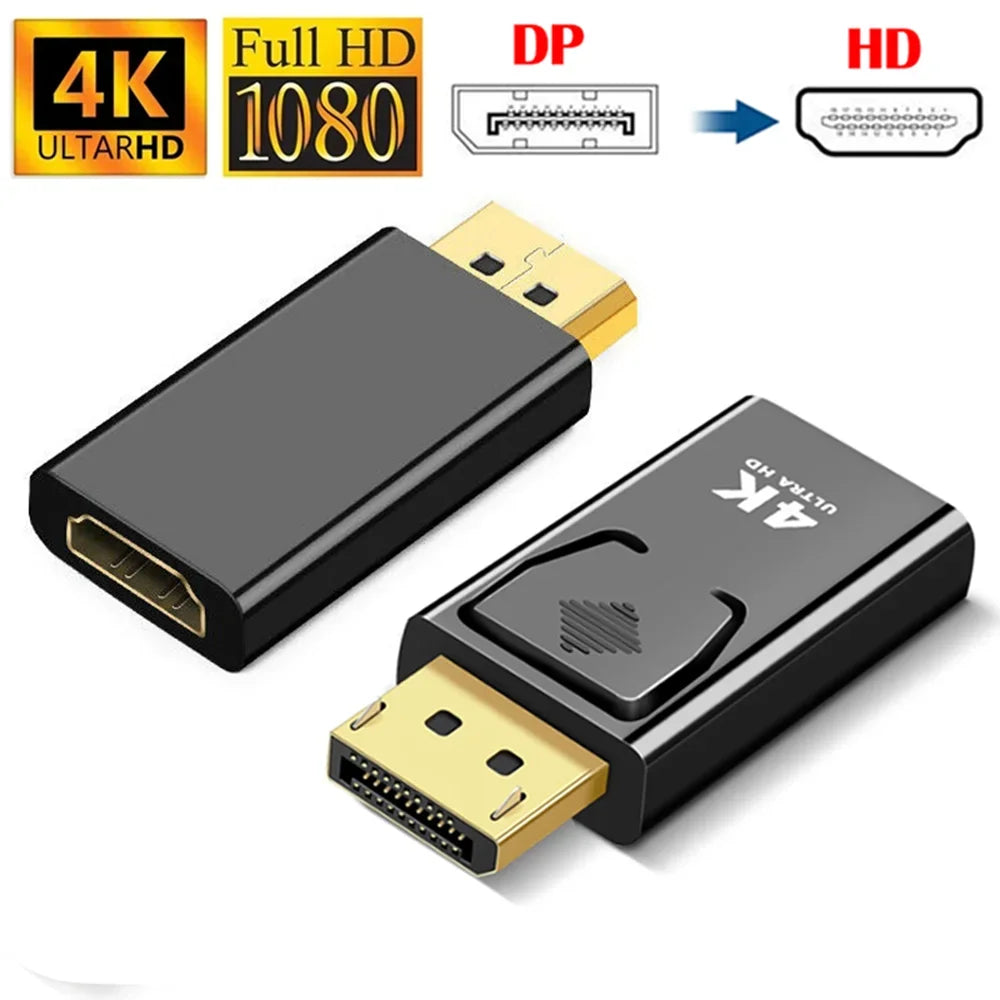 Connecteur DP vers HDTV 1080/4K DisplayPort DP mâle vers HDMI femelle adaptateur convertisseur prise audio vidéo commutateur pour ordinateur TV ordinateur portable