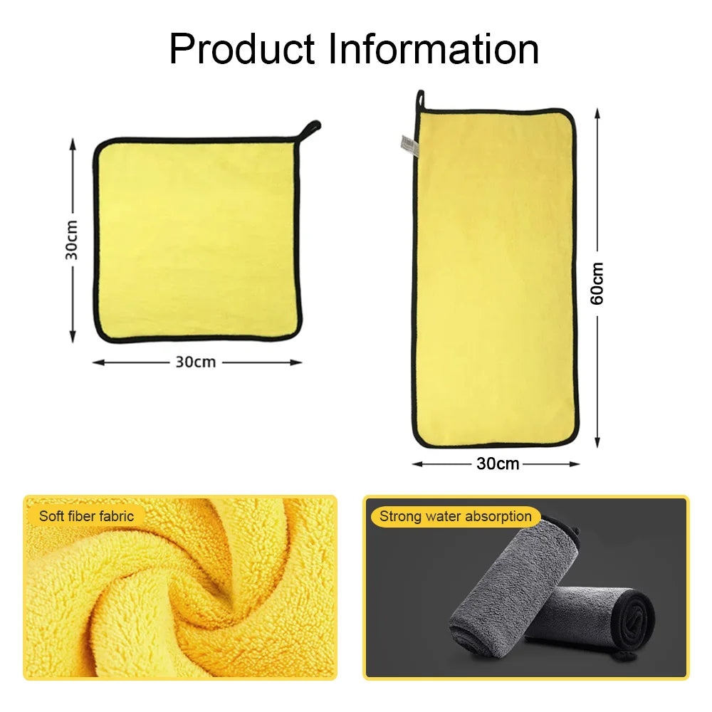 منشفة غسيل السيارات المصنوعة من الألياف الدقيقة 30 × 30/60 سم لتنظيف السيارة وتجفيفها وحاشية قطعة قماش للعناية بالسيارة وتفاصيل منشفة غسيل السيارات