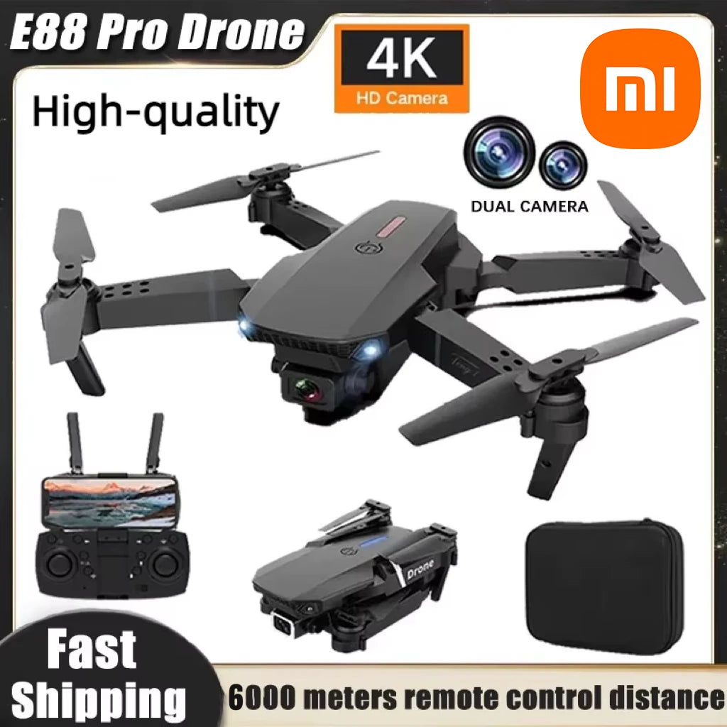 XIAOMI Professional 1080P Drone E88 4K Wide-Angle HD Camera WiFi FPV Height Hold Foldable RC Drone Quadrotor Helicopter Toys New