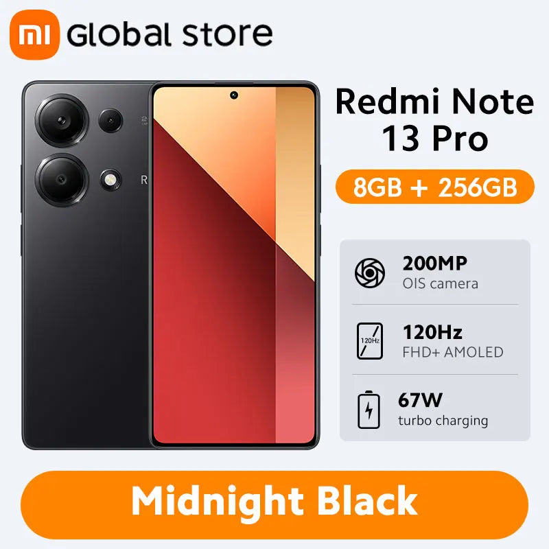 Nouvelle version mondiale du smartphone Xiaomi Redmi Note 13 Pro 4G MTK Helio G99-Ultra 6,67" écran AMOLED 67W Turbo Charge avec 5000mAh