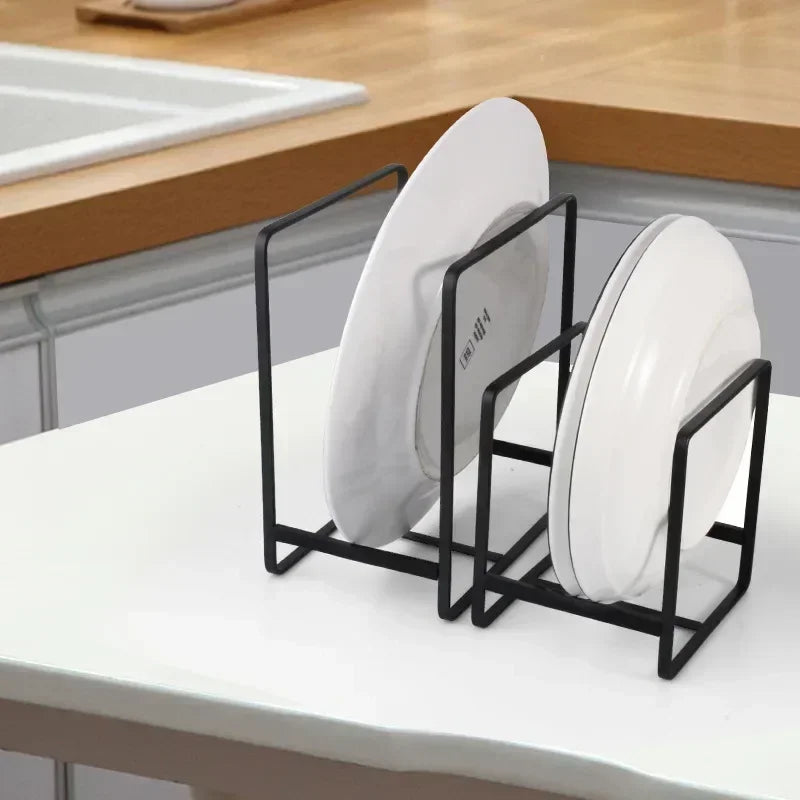 1pc Kitchen Cabinet Plate Storage Countertop Dish Rack Drawer Dinner Plate Partition Drain Rack Layered Storage Rack Accessories