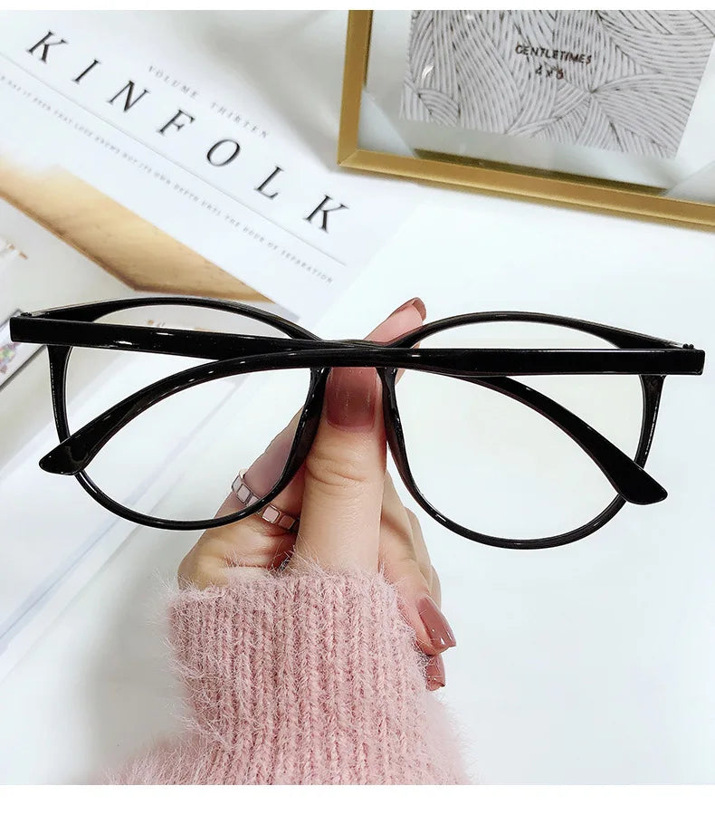 Transparent Computer Glasses Frame Women Men Anti Blue Light Round Glasses Blackout Glasses Optical Glasses Lenses