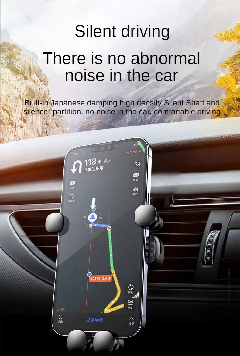 LEIBOO Support de téléphone de voiture à gravité télescopique pour grille d'aération, support de téléphone de voiture à 360 degrés, support de smartphone pour grille d'aération de 4,7 à 7 pouces