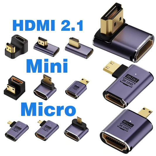 محول كابل HDMI2.1 من ميني ميكرو HDMI إلى HDMI 2.1 48 جيجابت في الثانية 8K60HZ 4K120HZ لجهاز عرض HDTV PS4 PS5 الكمبيوتر المحمول