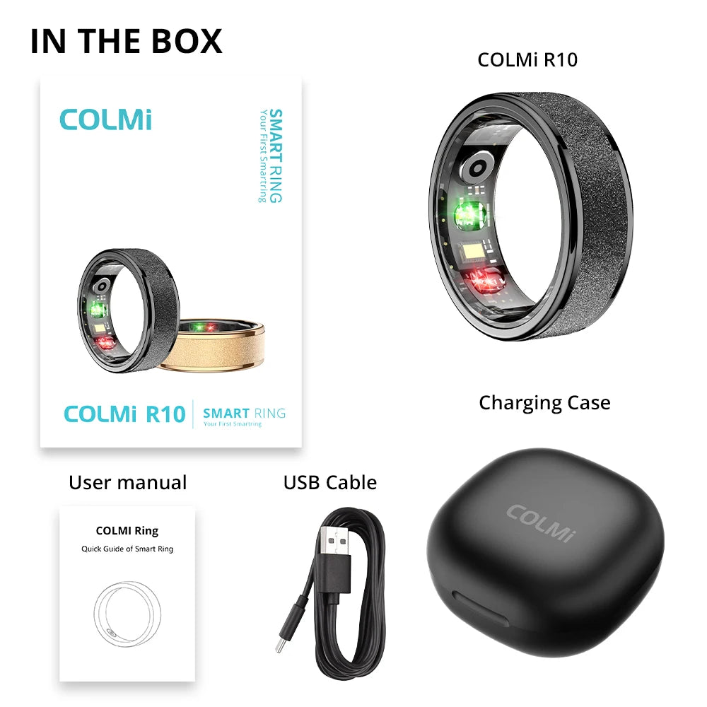 Bague intelligente COLMI R10 2024 pour hommes et femmes, bague intelligente avec étui de chargement, moniteur de santé et de sommeil, étanche 5 ATM pour téléphone Xiaomi