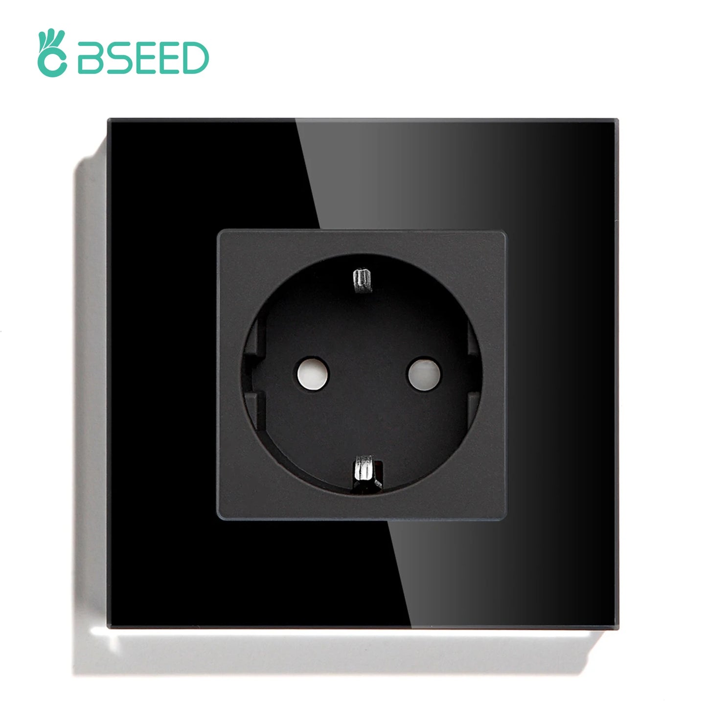 BSEED EU Standard Wall Electrical Sockets Type-C Outlets Wall Power Socket USB Charge Port Glass Panel Kids Protection 16A