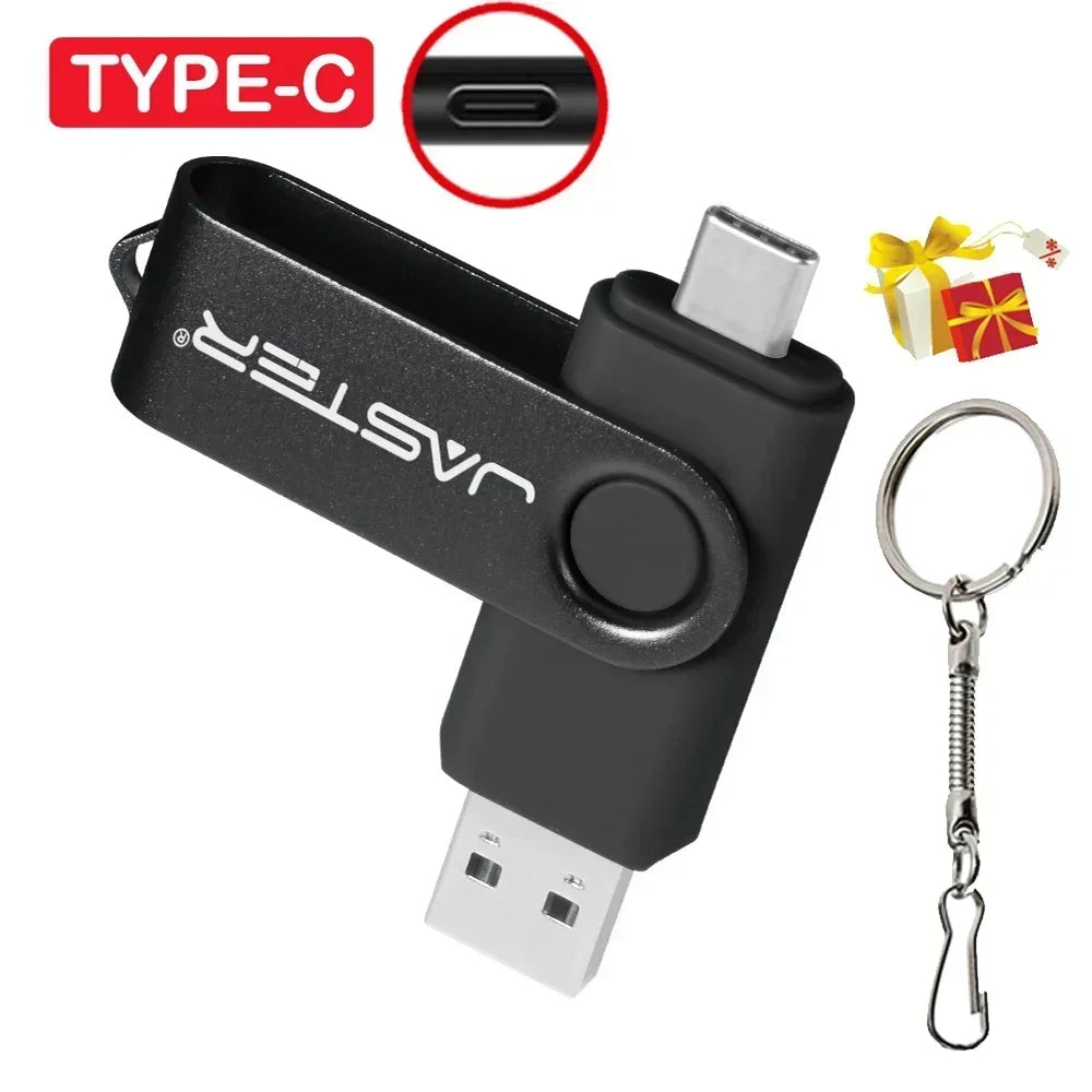 TYPE-C USB Flash Drive 128GB Real Capacity Pen Drive 64GB Free Key Chain Memory Stick Creative Business Gift Red U Disk Blue 32G