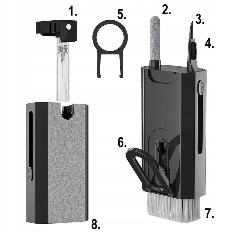 Kit de nettoyage de clavier 8 en 1, brosse de nettoyage pour écouteurs pour AirPods, ordinateur, tablette, ordinateur portable, écran de télévision, téléphone portable, outils de nettoyage