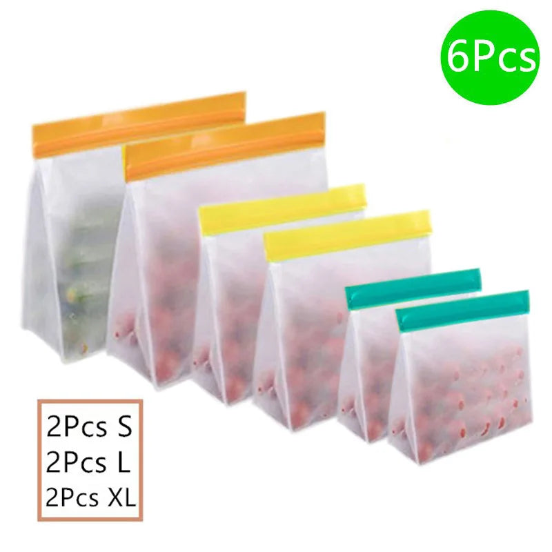 Reusable Silicone Food Bag Freezer Stand Up Food Storage Bag PEVA Bag Leakproof Containers Kitchen Fresh Bag Wrap Ziplock Bag