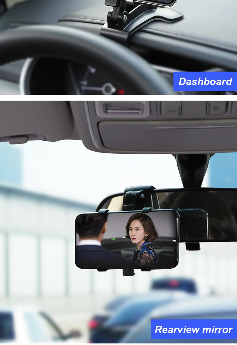 Support de téléphone de tableau de bord pour voiture, rotation à 360 degrés, support de téléphone avec pince en caoutchouc, support universel pour smartphone de voiture pour la navigation