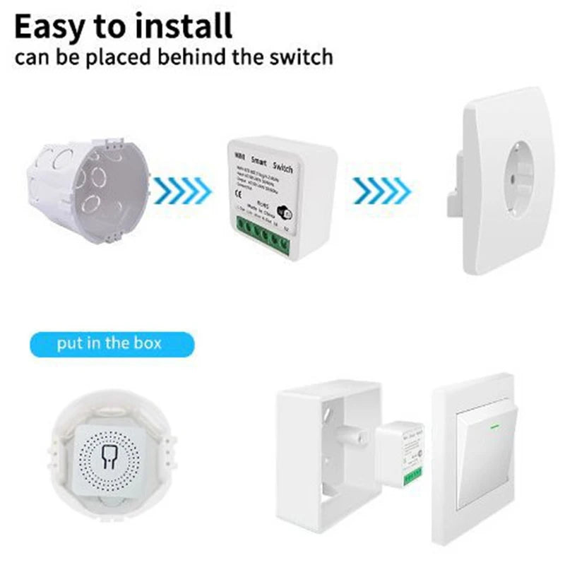 Wifi Smart Switch 16A Mini Wifi DIY Light Switches Support 2 Way Control Wireless Smart Home Breaker Works With Cozylife APP