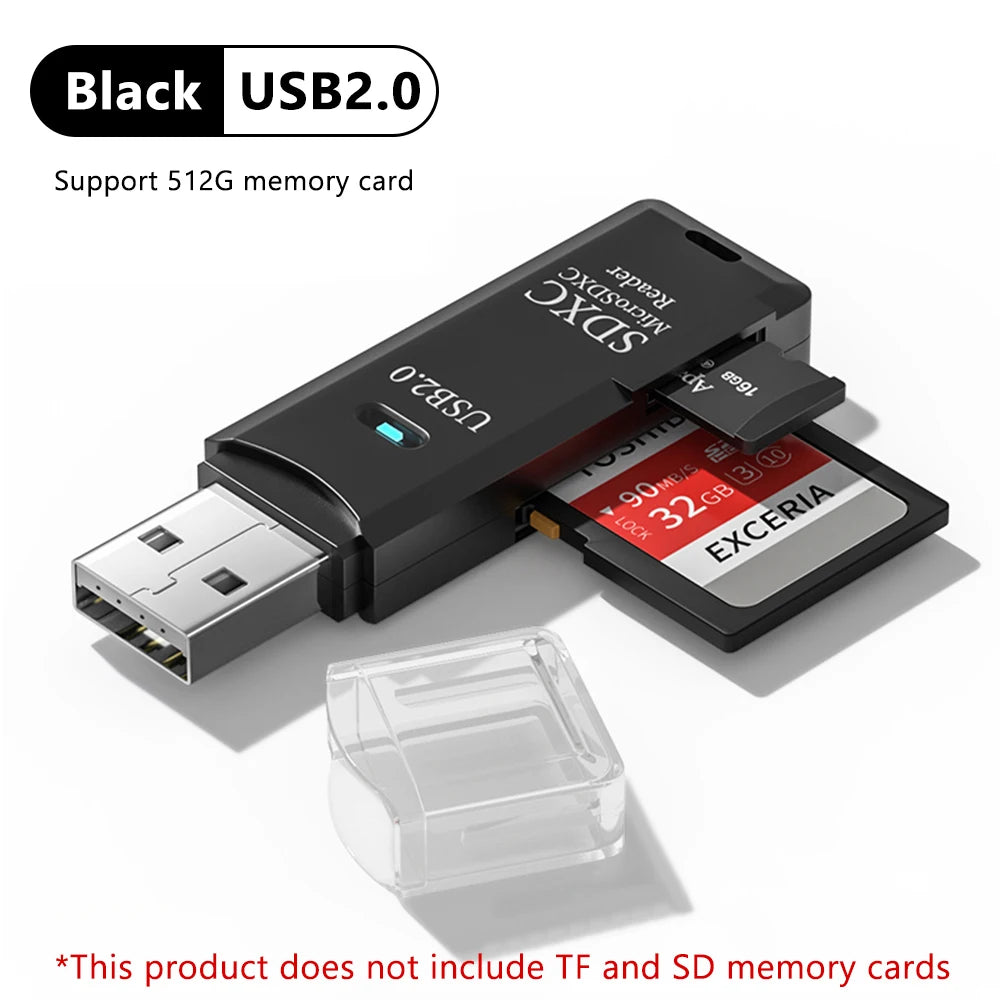 قارئ بطاقات USB 3.0 2 في 1، قارئ بطاقات Micro SD، محول USB، قارئ بطاقات عالي السرعة، بطاقة ذاكرة TF، ملحقات الكمبيوتر المحمول