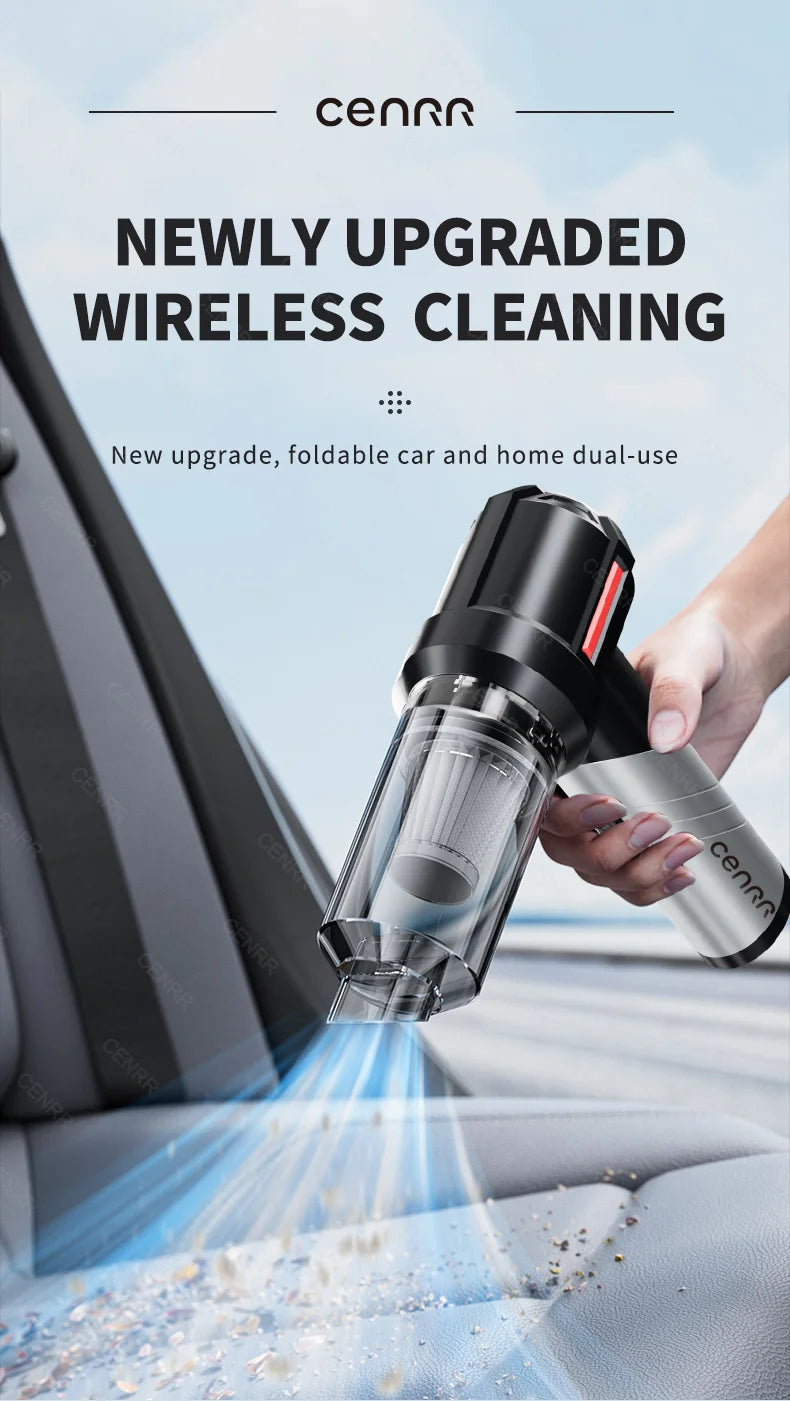 CENRR High Pressure Car Vacuum Cleaner Portable Handheld Mini Vacuum Cleaner Cordless Strong Suction Car Cleaner Home Appliance