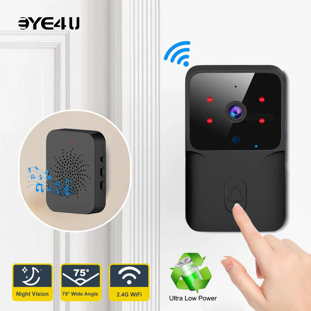 WiFi Video Doorbell Wireless Phone Two-way Intercom System IR Night Vision Doorbell Smart Home Security Door Bell Camera Monitor