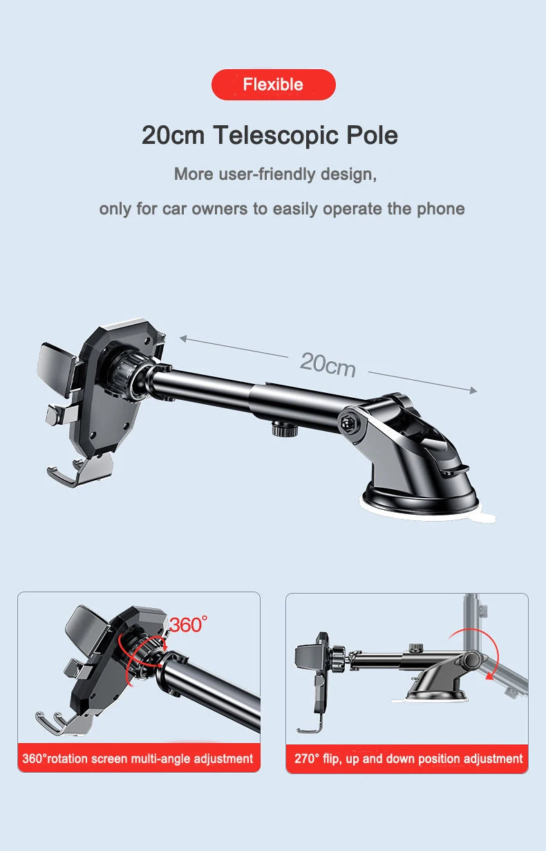 2023 NEW Universal Sucker Car Phone Holder 360° Windshield Car Dashboard Mobile Cell Support Bracket for 4.0-7 Inch Smartphones