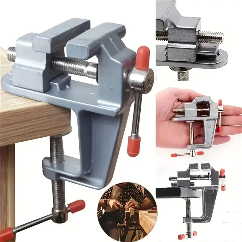 1 mini étau de bricolage en aluminium - Établi multifonctionnel compact à pince, petites réparations et projets de bricolage - Durable, réglable