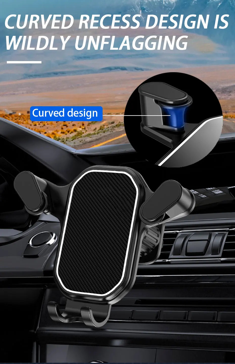 SEAMETAL Gravity Car Phone Holder Air Vent Hook Phone Mount 360-Degree Rotation Smart Phone Holder for Car One-Hand Placement