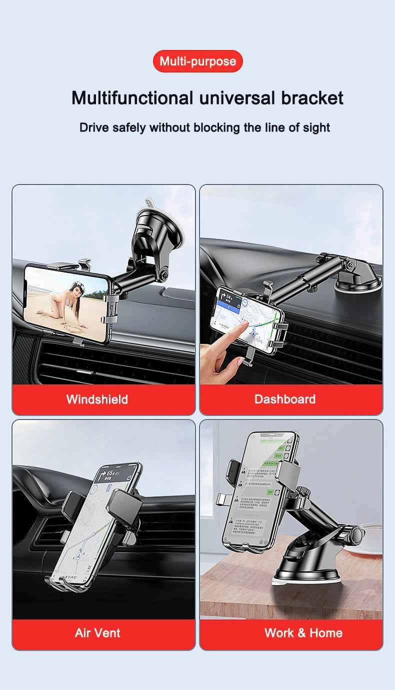 2023 NEW Universal Sucker Car Phone Holder 360° Windshield Car Dashboard Mobile Cell Support Bracket for 4.0-7 Inch Smartphones