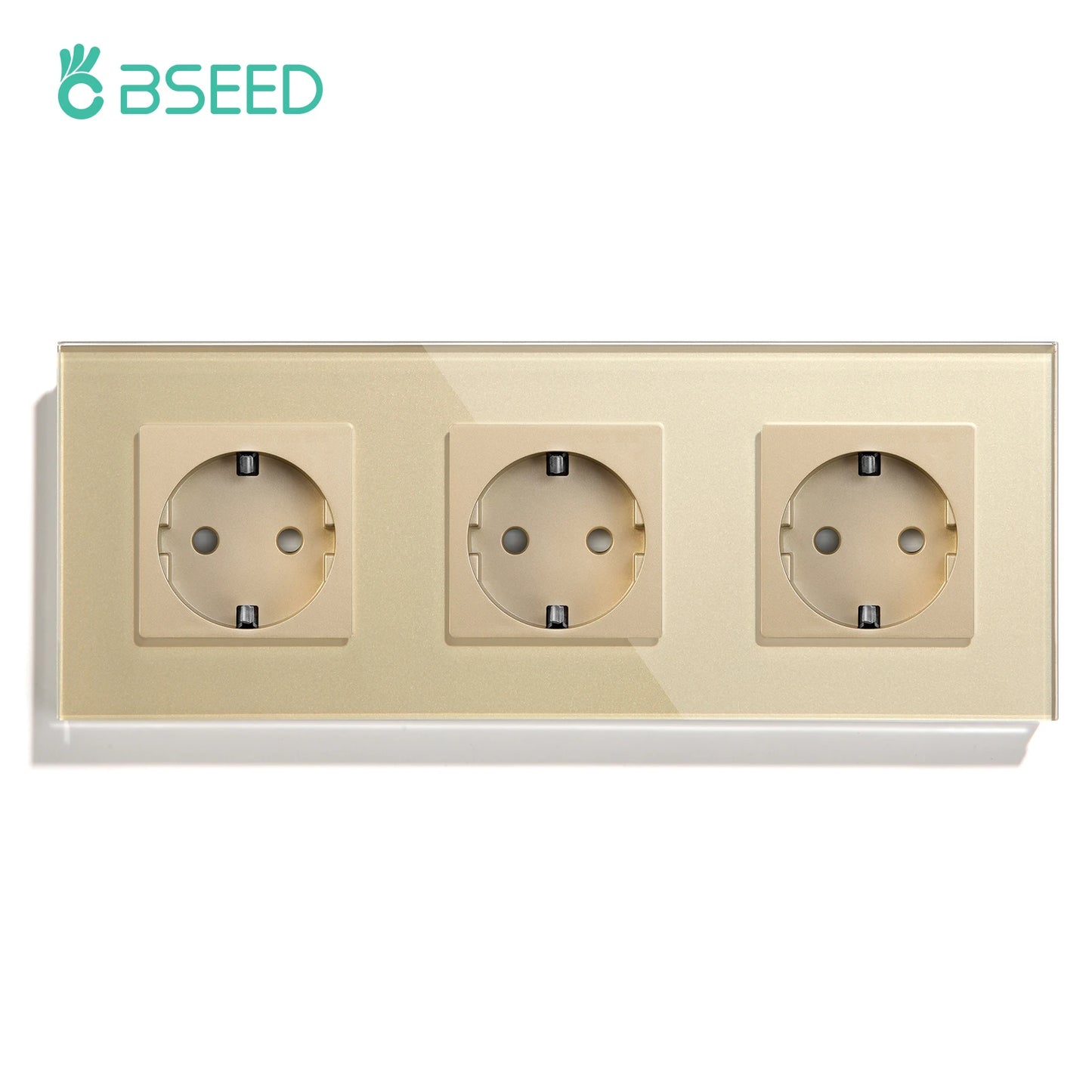 BSEED EU Standard Wall Electrical Sockets Type-C Outlets Wall Power Socket USB Charge Port Glass Panel Kids Protection 16A