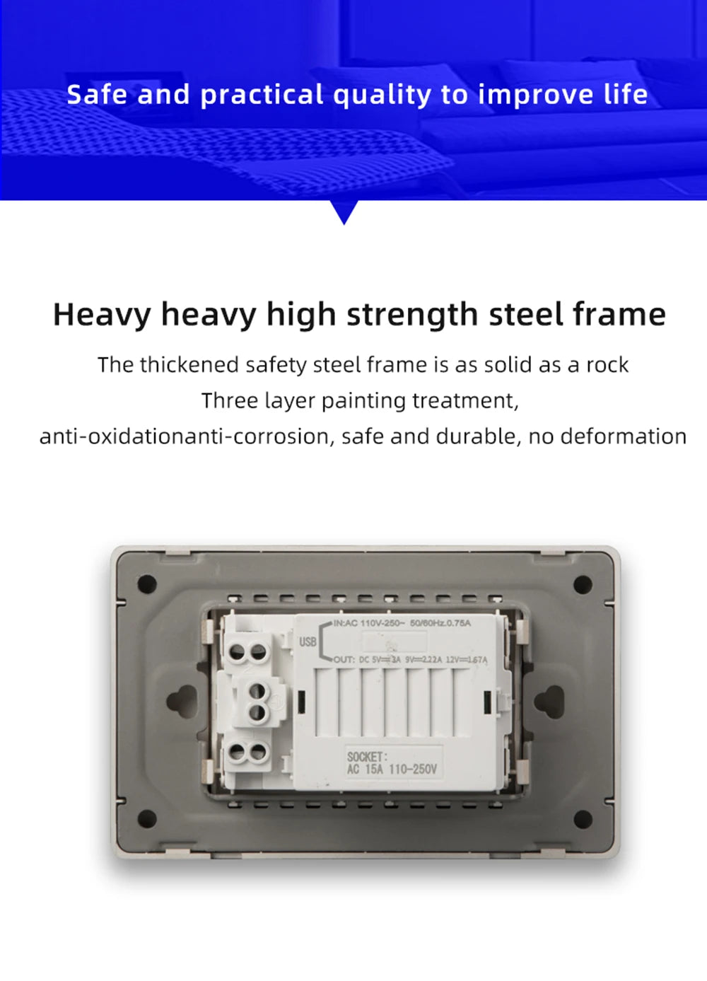 Herepow 118 Series Thailand American Standard مقبس حائطي مزدوج USB محول قابس الأجهزة المنزلية الذكية Type-c 3.1A شحن سريع