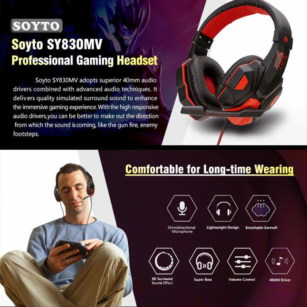 Wired PS4/PS5/Xbox/Smartphone/PC Headset Gaming Headset 120° Adjustable Gamer Headset with Noise Cancelling Microphone