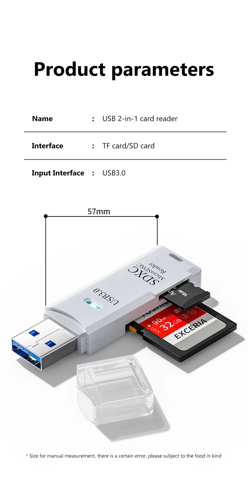 Lecteur de carte USB 3.0 2 en 1 Lecteur de carte Micro SD Adaptateur USB Lecteur de carte haute vitesse Carte mémoire TF pour PC Accessoires pour ordinateur portable