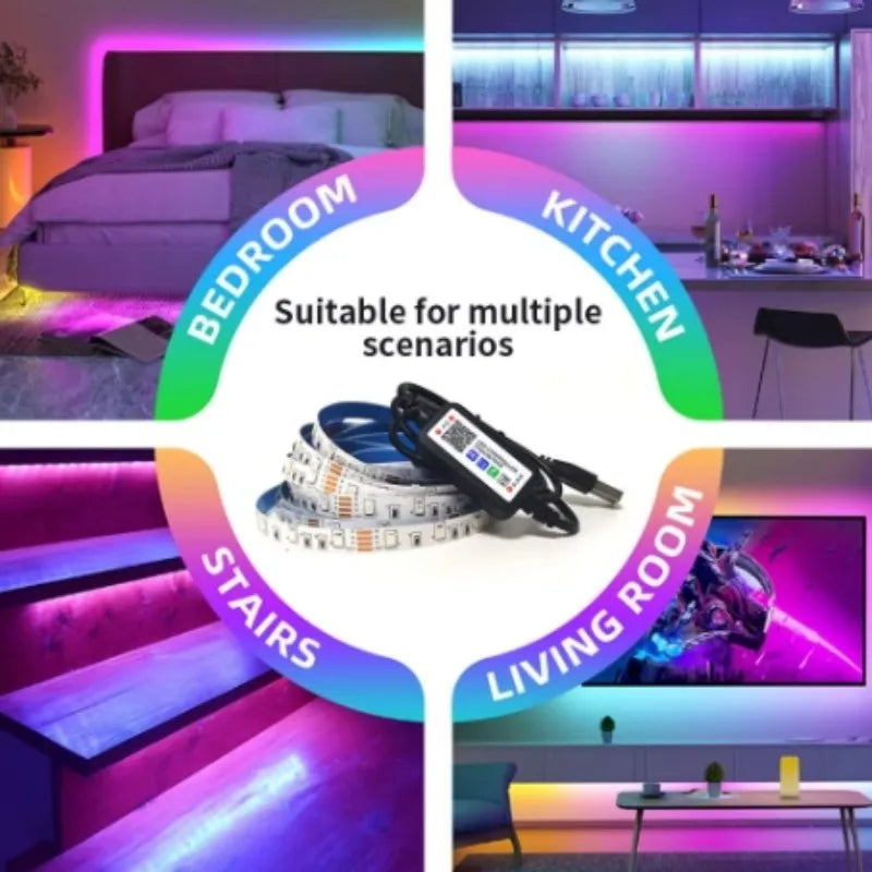 USB 5V Led strip RGB APP and 24-key remote control, with diode lights, suitable for room computer back decoration