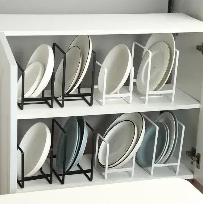 1pc Kitchen Cabinet Plate Storage Countertop Dish Rack Drawer Dinner Plate Partition Drain Rack Layered Storage Rack Accessories