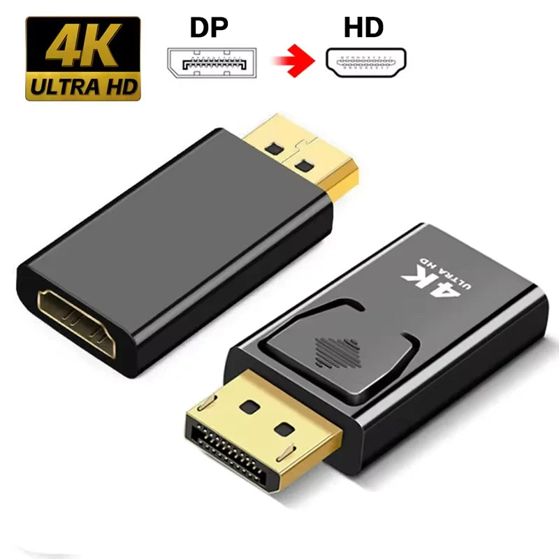 موصل 1080/4K DP إلى HDTV، محول DisplayPort DP ذكر إلى HDMI أنثى، محول قابس صوت وفيديو للكمبيوتر والتلفزيون والكمبيوتر المحمول