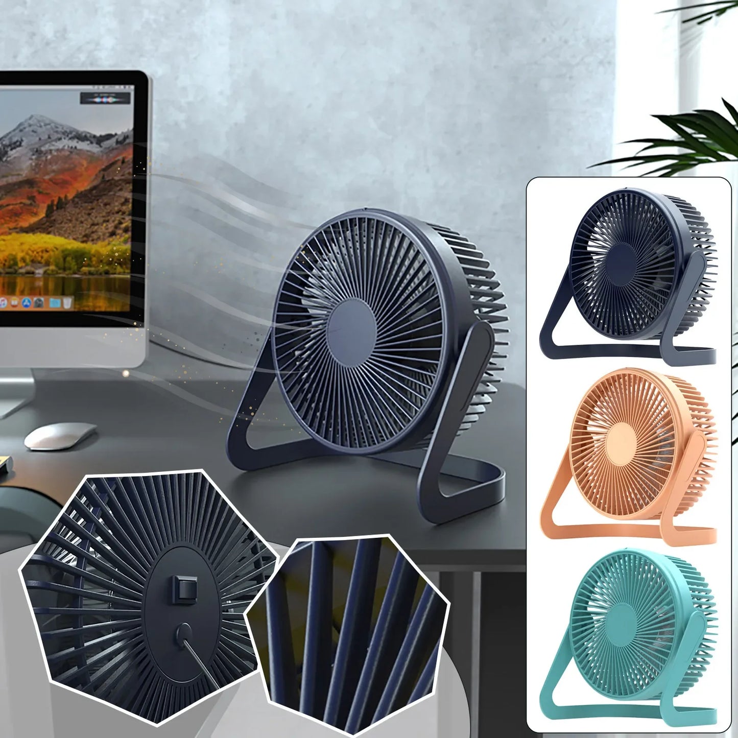 Mini ventilateur d'alimentation USB 5 pouces petit ventilateur de refroidissement de bureau portable refroidisseur super silencieux ventilateur de rotation à 180 degrés pour appareils électroménagers