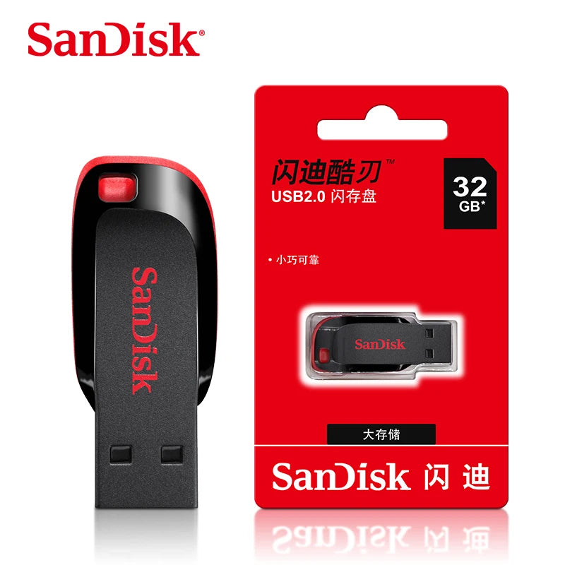 Clé USB 2.0 SanDisk CZ50 32 Go 16 Go 64 Go Clé USB Clé USB Mini Clé USB Cruzer Blade 100% d'origine