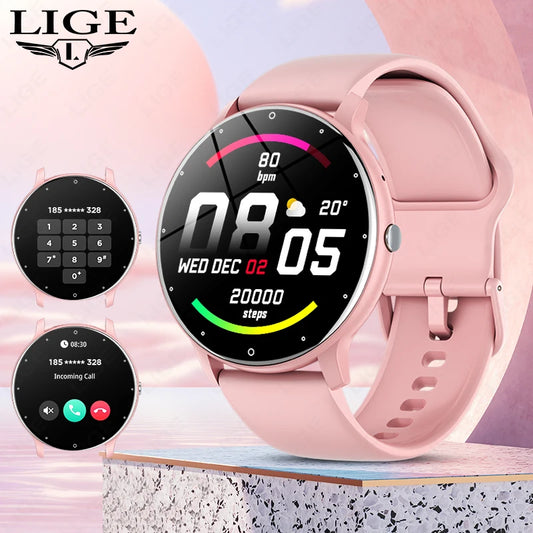 LIGE Ladies Smart Watch Men Bluetooth Sport Fitness Blood Oxygen Heart Rate Monitor Smartwatch For Xiaomi Huawei Phone 2024 New