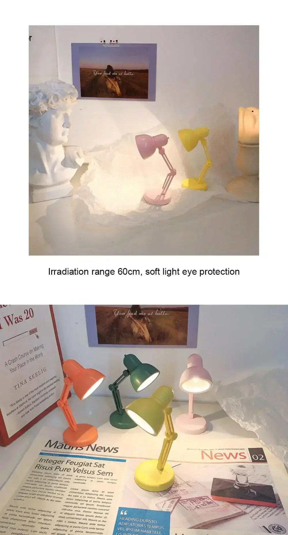 Mini lampe de lecture avec pince, lampe de table LED pliable, veilleuse pour la maison, la chambre, l'ordinateur, les yeux, les voyages, les livres, les appareils électroménagers