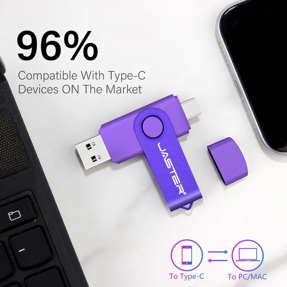 TYPE-C USB Flash Drive 128GB Real Capacity Pen Drive 64GB Free Key Chain Memory Stick Creative Business Gift Red U Disk Blue 32G