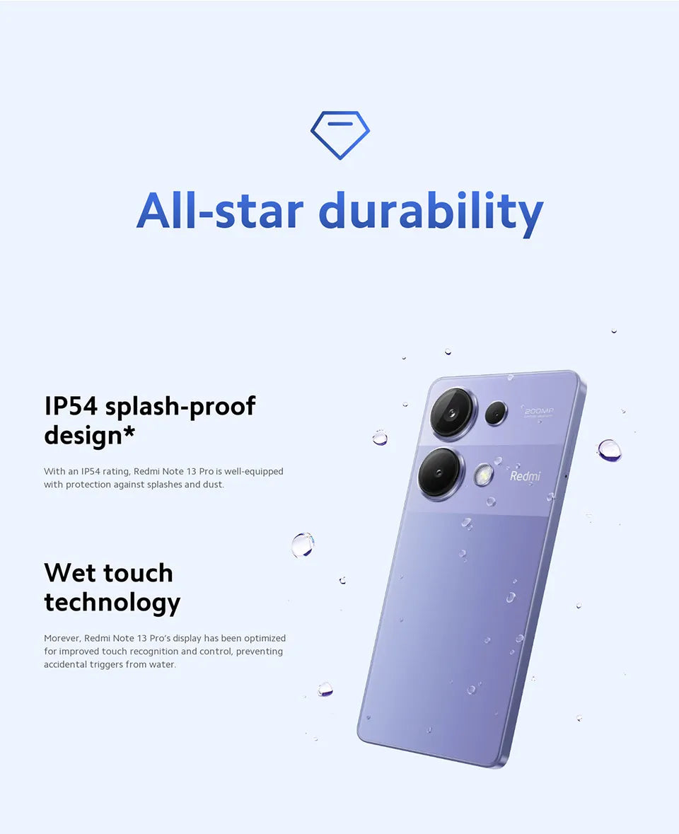 Nouvelle version mondiale du smartphone Xiaomi Redmi Note 13 Pro 4G MTK Helio G99-Ultra 6,67" écran AMOLED 67W Turbo Charge avec 5000mAh