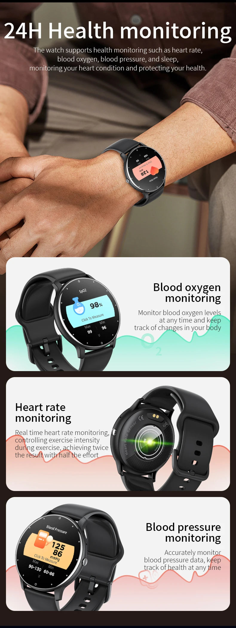 LIGE Ladies Smart Watch Men Bluetooth Sport Fitness Blood Oxygen Heart Rate Monitor Smartwatch For Xiaomi Huawei Phone 2024 New