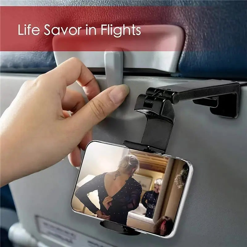 Train Seat Smartphone Stand,  Adjustable Rotatable Selfie Holding Airplane Phone Holder Portable Travel Desk Flight Support